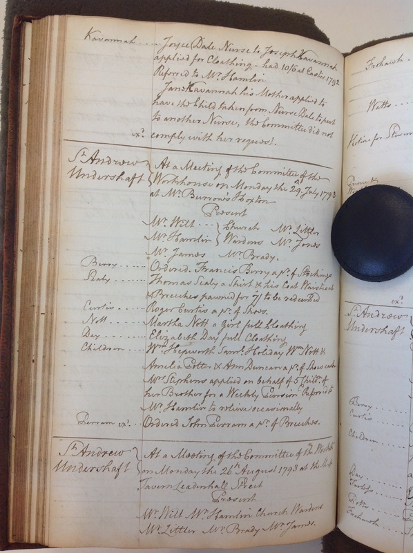 St Andrew Undershaft - Workhouse Minute Book 1780-1801 p152 image 1 St Andrew Undershaft - Workhouse Minute Book 1780-1801 p152 image 1