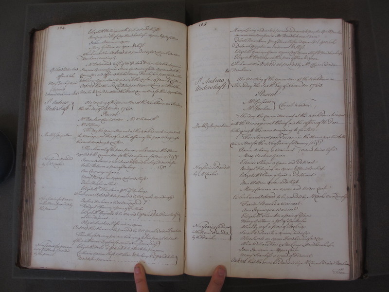 St Andrew Undershaft - Workhouse Minute Book 1748-1780 p104-105 image 1 St Andrew Undershaft - Workhouse Minute Book 1748-1780 p104-105 image 1
