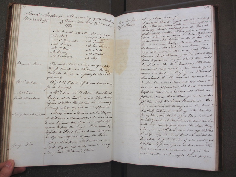 St Andrew Undershaft - Workhouse Minute Book 1822-1828 p72-73 image 1