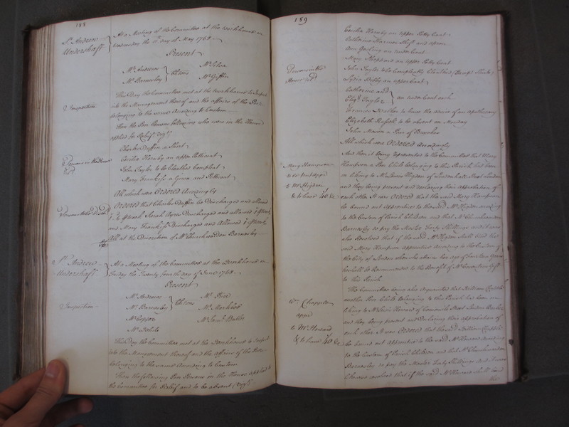St Andrew Undershaft - Workhouse Minute Book 1748-1780 p188-189 image 1 St Andrew Undershaft - Workhouse Minute Book 1748-1780 p188-189 image 1