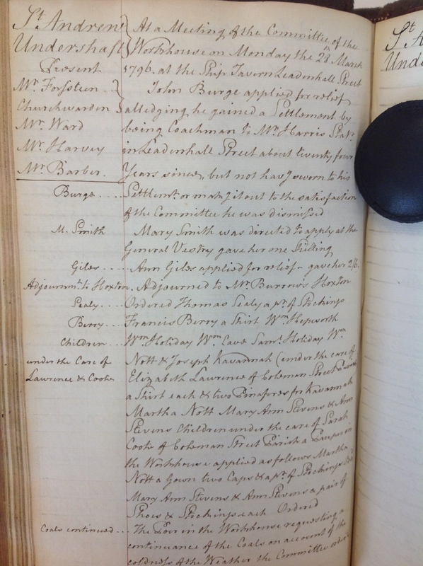 St Andrew Undershaft - Workhouse Minute Book 1780-1801 p178 image 1 St Andrew Undershaft - Workhouse Minute Book 1780-1801 p178 image 1