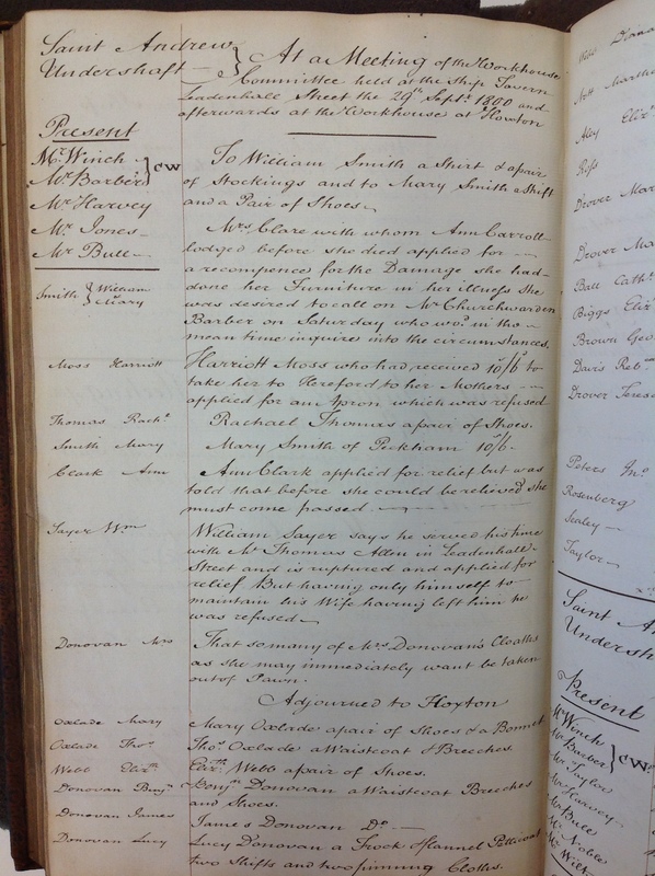 St Andrew Undershaft - Workhouse Minute Book 1780-1801 p260 image 1 St Andrew Undershaft - Workhouse Minute Book 1780-1801 p260 image 1
