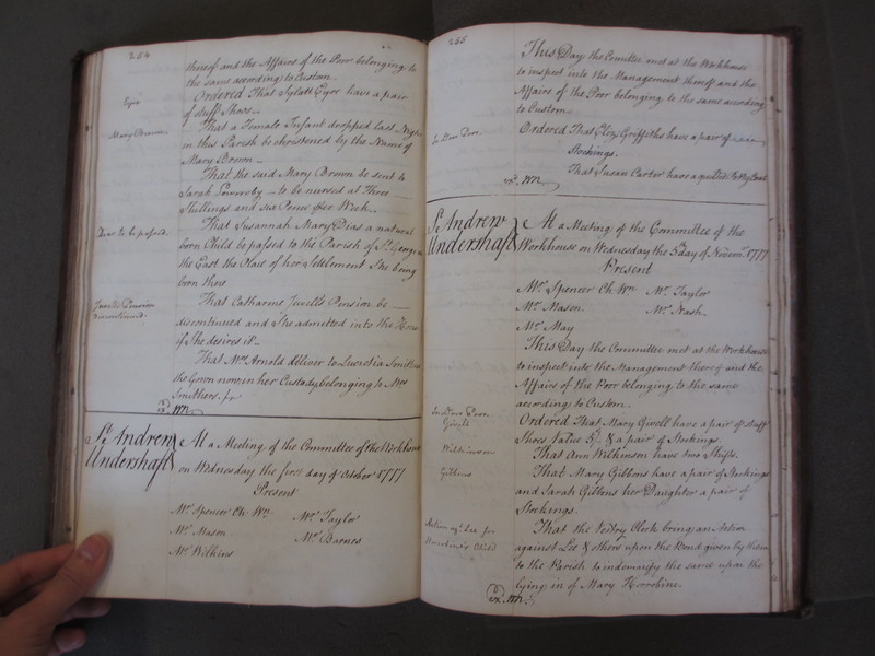 St Andrew Undershaft - Workhouse Minute Book 1748-1780 p254-255 image 1 St Andrew Undershaft - Workhouse Minute Book 1748-1780 p254-255 image 1