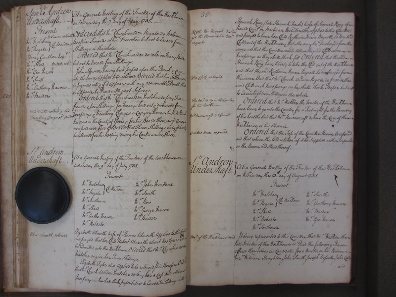 St Andrew Undershaft - Workhouse Minute Book 1732-1748 p34-35 image 1 St Andrew Undershaft - Workhouse Minute Book 1732-1748 p34-35 image 1