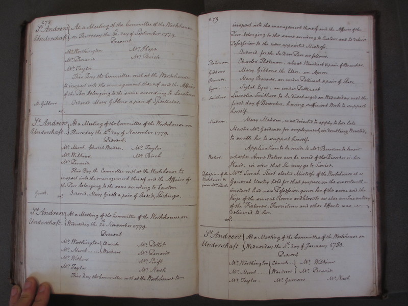 St Andrew Undershaft - Workhouse Minute Book 1748-1780 p278-279 image 1 St Andrew Undershaft - Workhouse Minute Book 1748-1780 p278-279 image 1