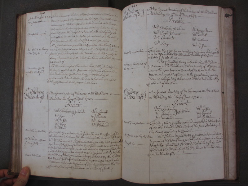 St Andrew Undershaft - Workhouse Minute Book 1732-1748 p140-141 image 1 St Andrew Undershaft - Workhouse Minute Book 1732-1748 p140-141 image 1