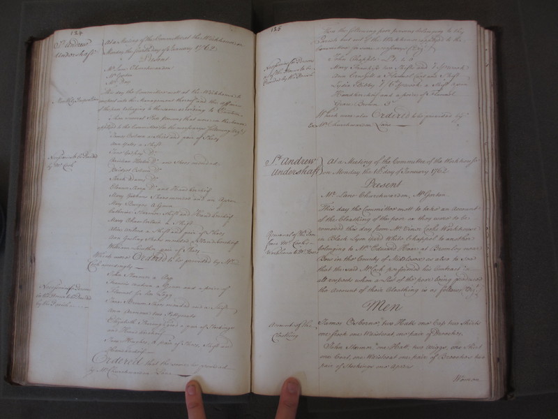 St Andrew Undershaft - Workhouse Minute Book 1748-1780 p124-125 image 1