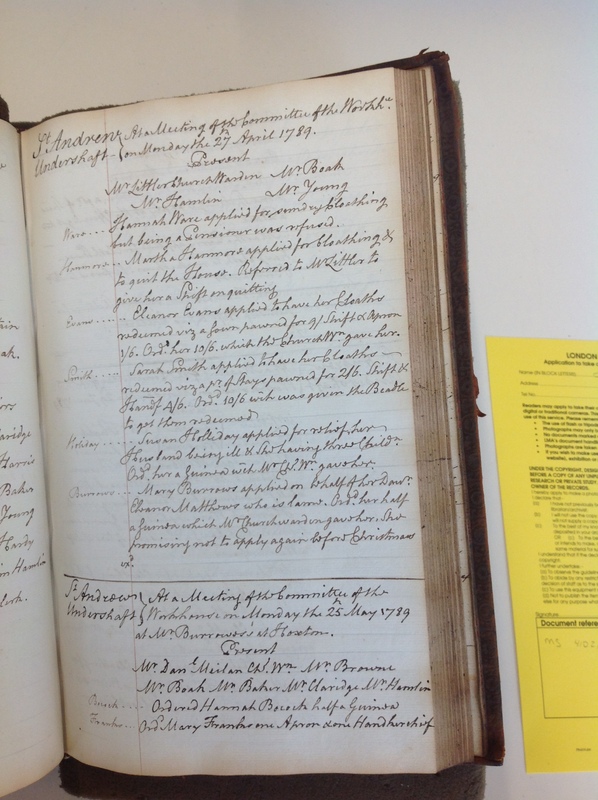 St Andrew Undershaft - Workhouse Minute Book 1780-1801 p111 image 1 St Andrew Undershaft - Workhouse Minute Book 1780-1801 p111 image 1