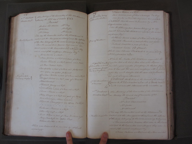 St Andrew Undershaft - Workhouse Minute Book 1748-1780 p118-119 image 1 St Andrew Undershaft - Workhouse Minute Book 1748-1780 p118-119 image 1