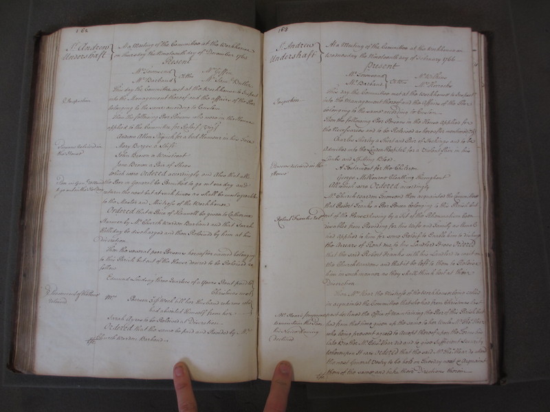 St Andrew Undershaft - Workhouse Minute Book 1748-1780 p162-163 image 1 St Andrew Undershaft - Workhouse Minute Book 1748-1780 p162-163 image 1