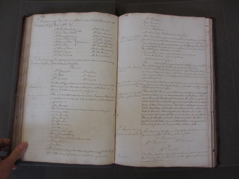 St Andrew Undershaft - Workhouse Minute Book 1748-1780 p164-165 image 1 St Andrew Undershaft - Workhouse Minute Book 1748-1780 p164-165 image 1