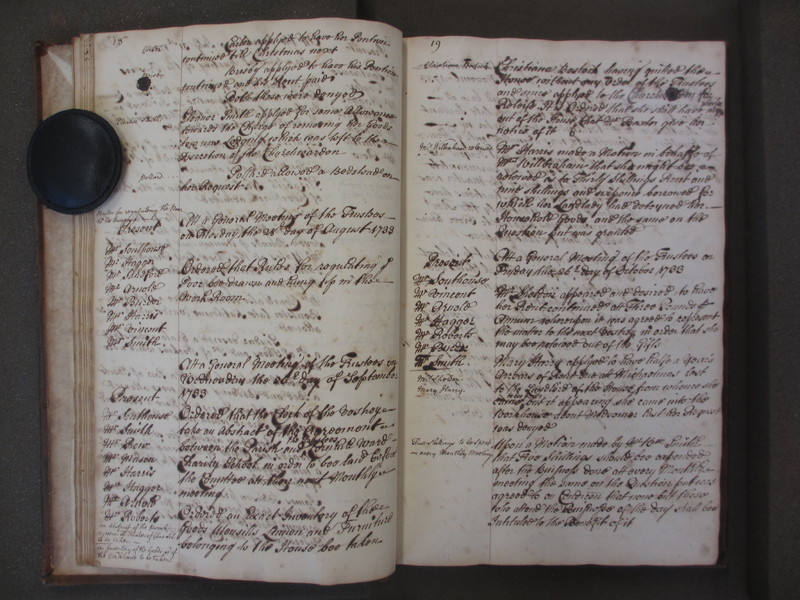St Andrew Undershaft - Workhouse Minute Book 1732-1748 p18-19 image 1 St Andrew Undershaft - Workhouse Minute Book 1732-1748 p18-19 image 1