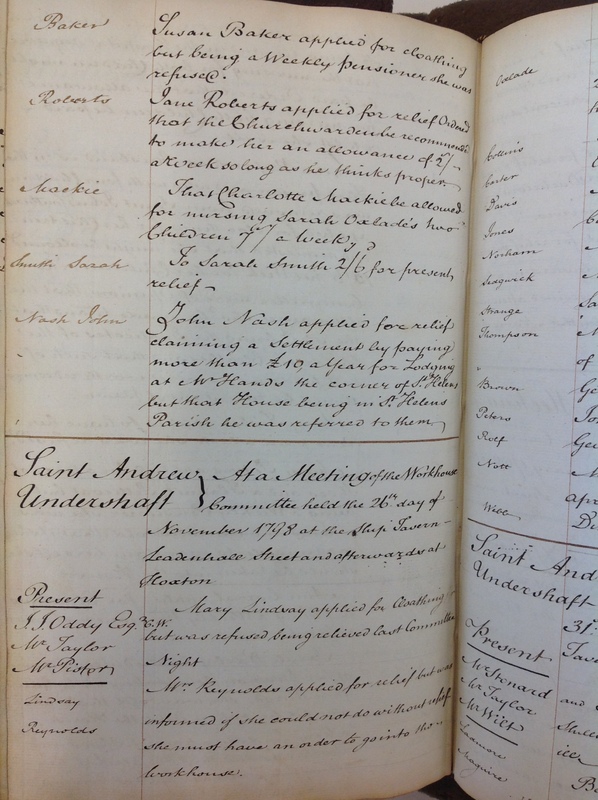 St Andrew Undershaft - Workhouse Minute Book 1780-1801 p222 image 1 St Andrew Undershaft - Workhouse Minute Book 1780-1801 p222 image 1