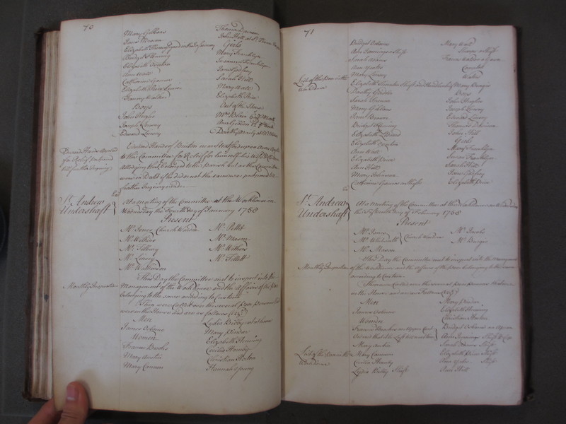 St Andrew Undershaft - Workhouse Minute Book 1748-1780 p70-71 image 1