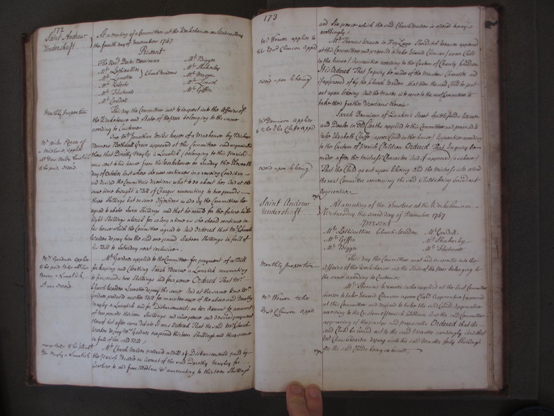 St Andrew Undershaft - Workhouse Minute Book 1732-1748 p172-173 image 1 St Andrew Undershaft - Workhouse Minute Book 1732-1748 p172-173 image 1
