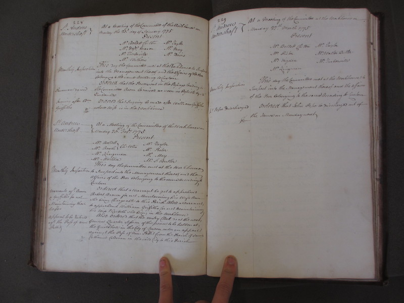 St Andrew Undershaft - Workhouse Minute Book 1748-1780 p228-229 image 1 St Andrew Undershaft - Workhouse Minute Book 1748-1780 p228-229 image 1