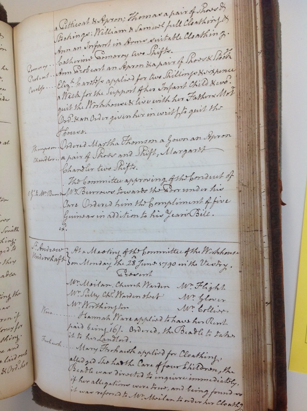 St Andrew Undershaft - Workhouse Minute Book 1780-1801 p123 image 1 St Andrew Undershaft - Workhouse Minute Book 1780-1801 p123 image 1