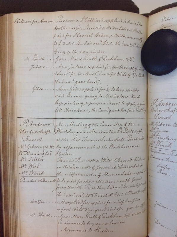 St Andrew Undershaft - Workhouse Minute Book 1780-1801 p186 image 1 St Andrew Undershaft - Workhouse Minute Book 1780-1801 p186 image 1