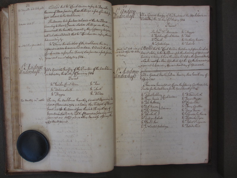 St Andrew Undershaft - Workhouse Minute Book 1732-1748 p32-33 image 1 St Andrew Undershaft - Workhouse Minute Book 1732-1748 p32-33 image 1