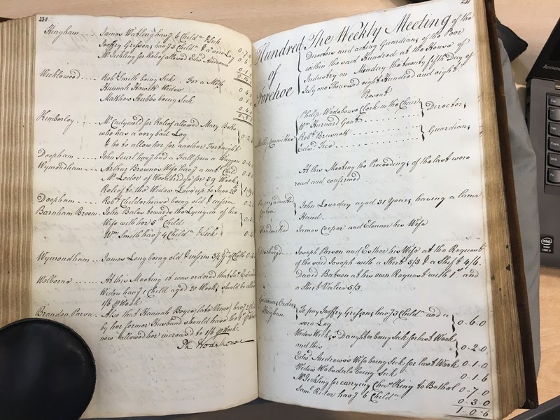 Forehoe Hundred - House of Industry Minute Book 1807-1809 p230-231 image 1