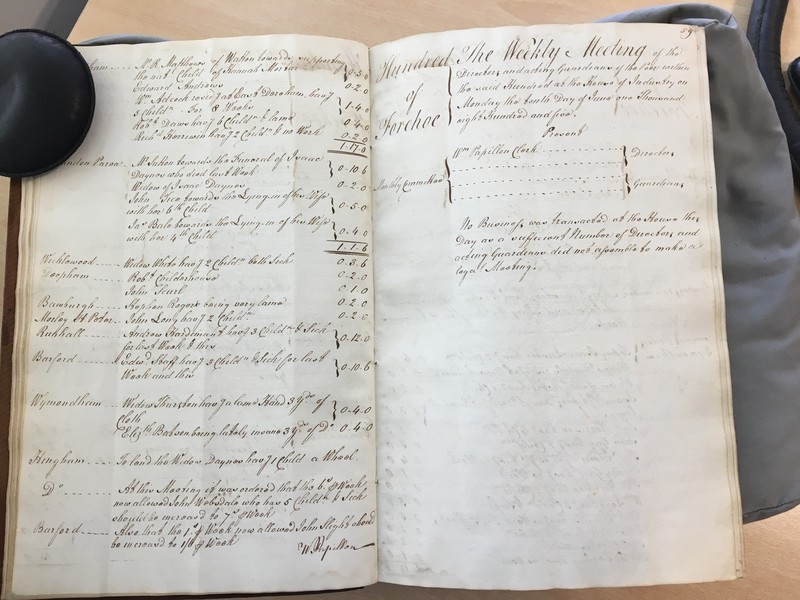 Forehoe Hundred - House of Industry Minute Book 1805-1807 p58-59 image 1