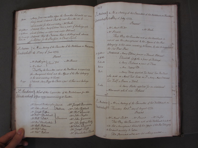 St Andrew Undershaft - Workhouse Minute Book 1748-1780 p276-277 image 1 St Andrew Undershaft - Workhouse Minute Book 1748-1780 p276-277 image 1