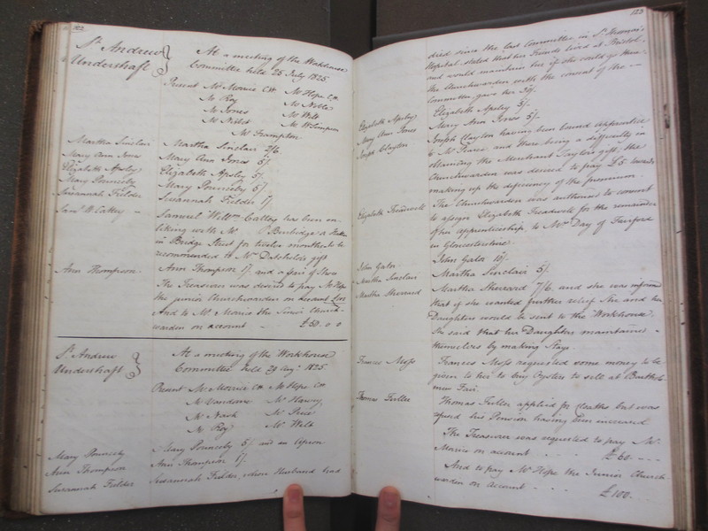 St Andrew Undershaft - Workhouse Minute Book 1822-1828 p122-123 image 1 St Andrew Undershaft - Workhouse Minute Book 1822-1828 p122-123 image 1