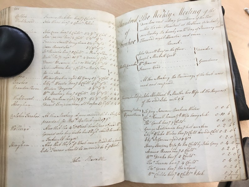 Forehoe Hundred - House of Industry Minute Book 1805-1807 p450-451 image 1 Forehoe Hundred - House of Industry Minute Book 1805-1807 p450-451 image 1