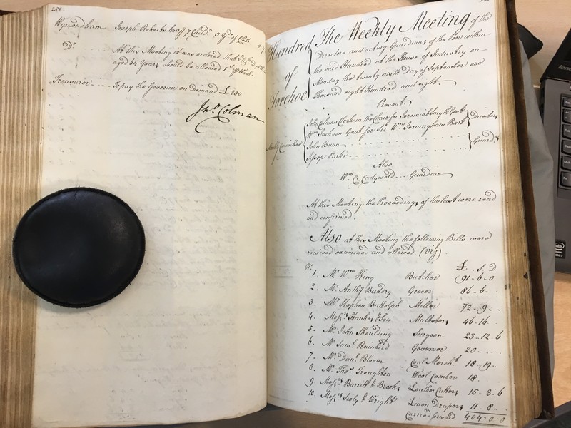 Forehoe Hundred - House of Industry Minute Book 1807-1809 p250-251 image 1