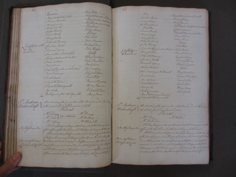 St Andrew Undershaft - Workhouse Minute Book 1748-1780 p60-61 image 1 St Andrew Undershaft - Workhouse Minute Book 1748-1780 p60-61 image 1