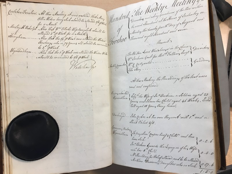 Forehoe Hundred - House of Industry Minute Book 1807-1809 p14-15 image 1 Forehoe Hundred - House of Industry Minute Book 1807-1809 p14-15 image 1