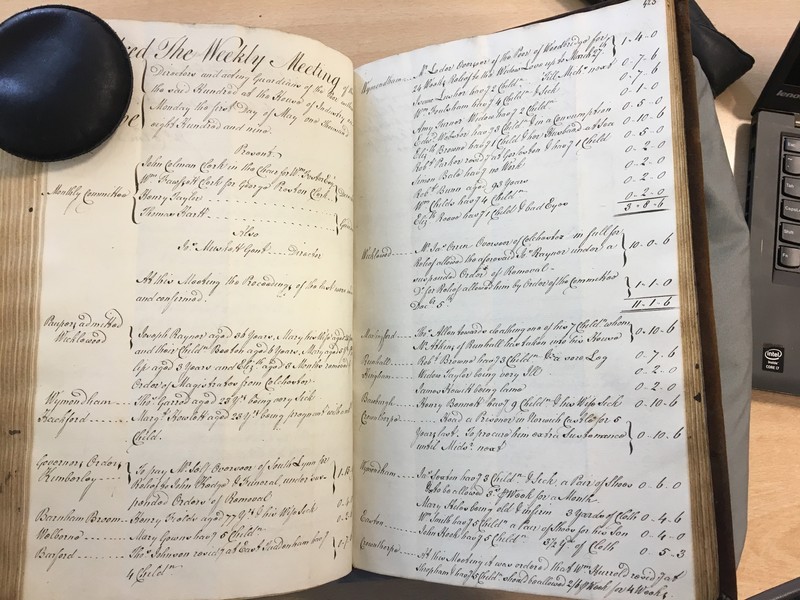 Forehoe Hundred - House of Industry Minute Book 1807-1809 p424-425 image 1 Forehoe Hundred - House of Industry Minute Book 1807-1809 p424-425 image 1