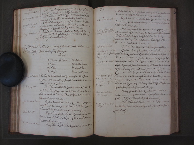 St Andrew Undershaft - Workhouse Minute Book 1732-1748 p72-73 image 1 St Andrew Undershaft - Workhouse Minute Book 1732-1748 p72-73 image 1