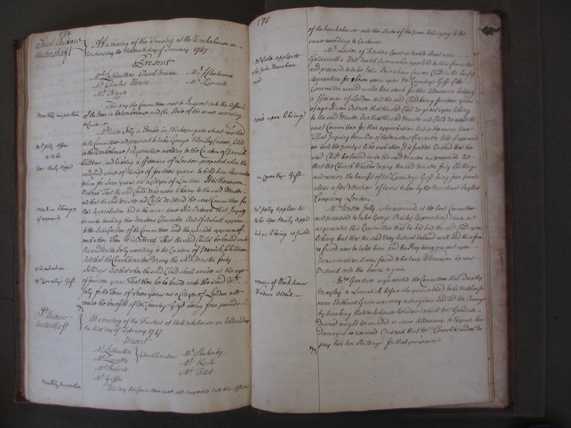 St Andrew Undershaft - Workhouse Minute Book 1732-1748 p174-175 image 1 St Andrew Undershaft - Workhouse Minute Book 1732-1748 p174-175 image 1
