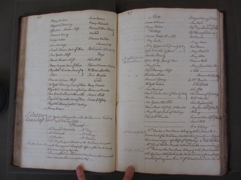 St Andrew Undershaft - Workhouse Minute Book 1748-1780 p86-87 image 1