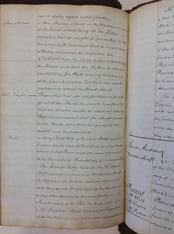 St Andrew Undershaft - Workhouse Minute Book 1780-1801 p198 image 1 St Andrew Undershaft - Workhouse Minute Book 1780-1801 p198 image 1