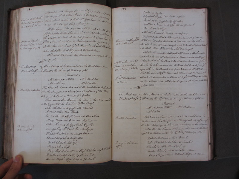 St Andrew Undershaft - Workhouse Minute Book 1748-1780 p184-185 image 1