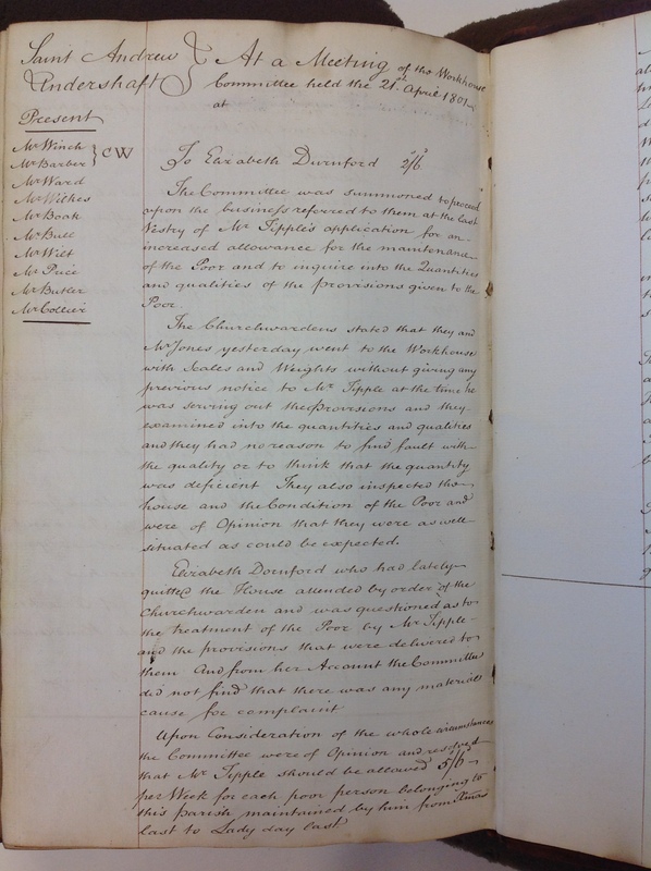 St Andrew Undershaft - Workhouse Minute Book 1780-1801 p268 image 1 St Andrew Undershaft - Workhouse Minute Book 1780-1801 p268 image 1