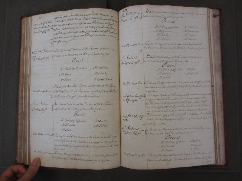 St Andrew Undershaft - Workhouse Minute Book 1732-1748 p138-139 image 1 St Andrew Undershaft - Workhouse Minute Book 1732-1748 p138-139 image 1