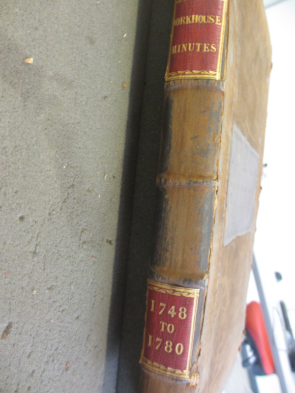 St Andrew Undershaft - Workhouse Minute Book 1748-1780 spine image 1 St Andrew Undershaft - Workhouse Minute Book 1748-1780 spine image 1