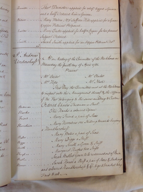 St Andrew Undershaft - Workhouse Minute Book 1780-1801 p19 image 1