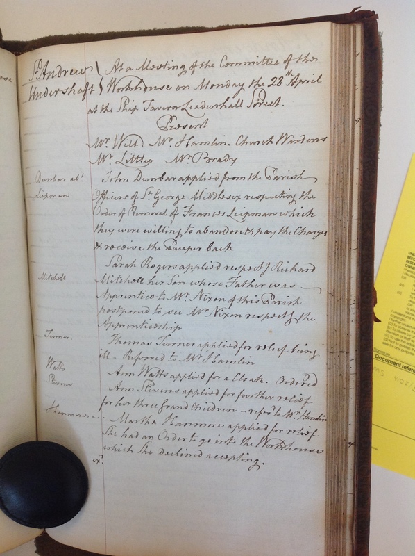 St Andrew Undershaft - Workhouse Minute Book 1780-1801 p159 image 1 St Andrew Undershaft - Workhouse Minute Book 1780-1801 p159 image 1