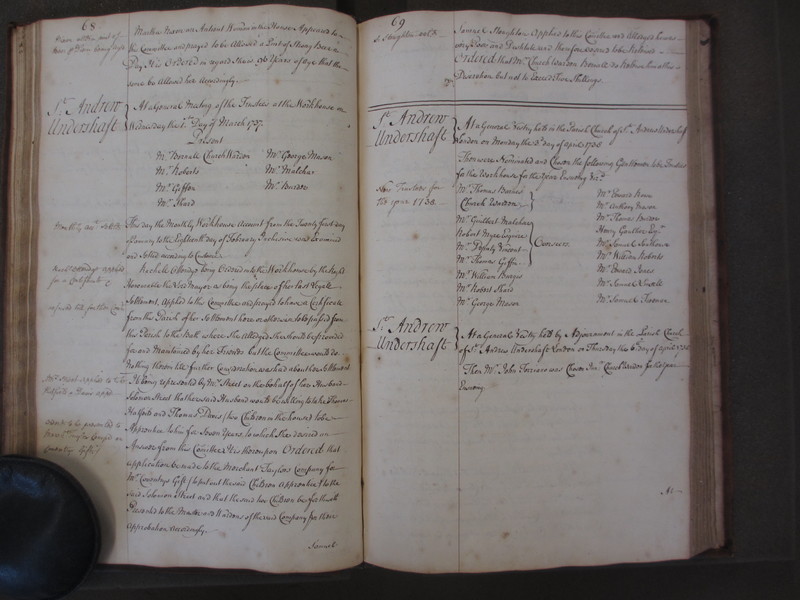 St Andrew Undershaft - Workhouse Minute Book 1732-1748 p68-69 image 1 St Andrew Undershaft - Workhouse Minute Book 1732-1748 p68-69 image 1