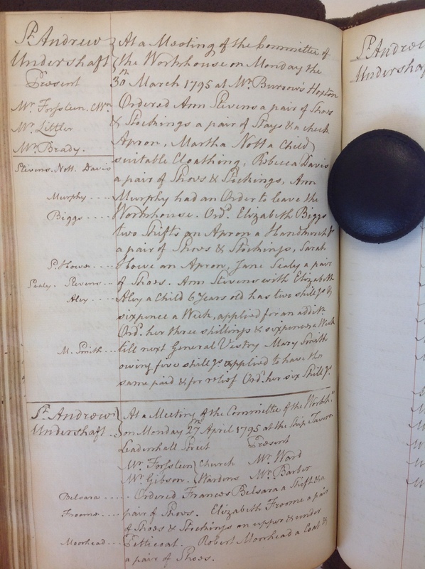St Andrew Undershaft - Workhouse Minute Book 1780-1801 p168 image 1 St Andrew Undershaft - Workhouse Minute Book 1780-1801 p168 image 1