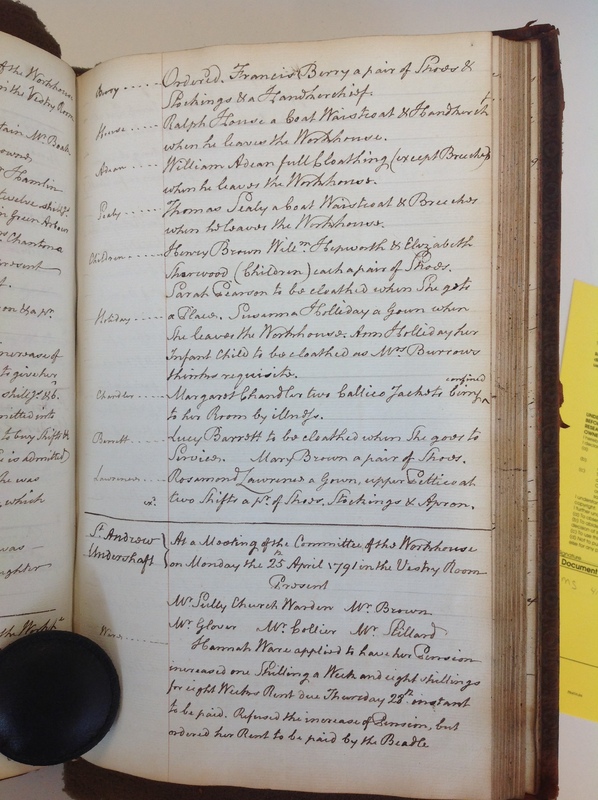 St Andrew Undershaft - Workhouse Minute Book 1780-1801 p131 image 1 St Andrew Undershaft - Workhouse Minute Book 1780-1801 p131 image 1