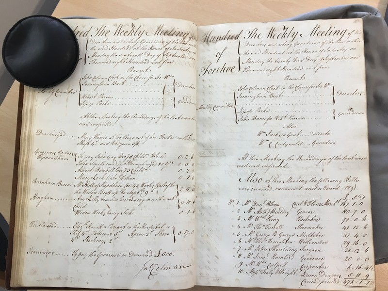Forehoe Hundred - House of Industry Minute Book 1805-1807 p122-123 image 1 Forehoe Hundred - House of Industry Minute Book 1805-1807 p122-123 image 1