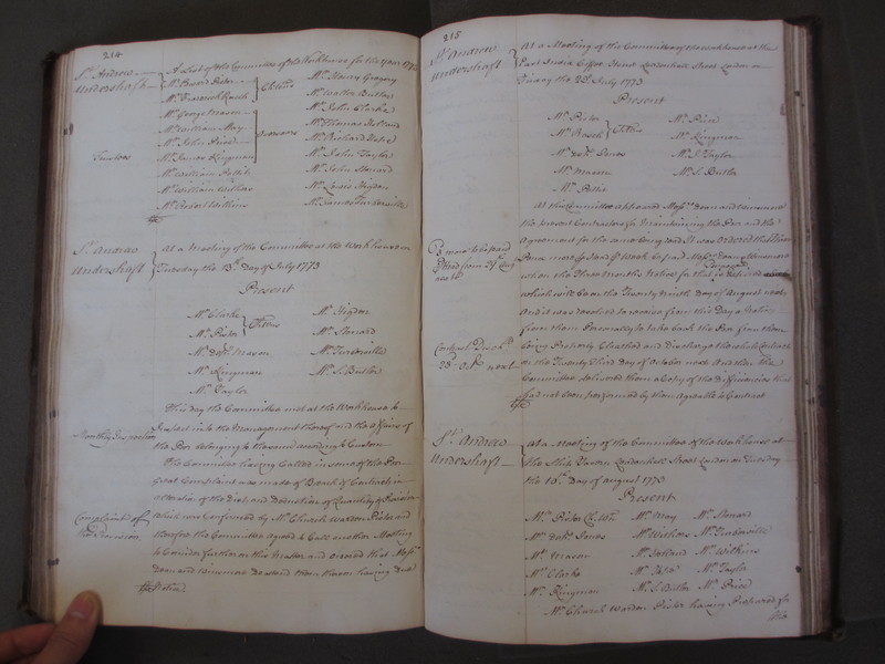 St Andrew Undershaft - Workhouse Minute Book 1748-1780 p214-215 image 1 St Andrew Undershaft - Workhouse Minute Book 1748-1780 p214-215 image 1