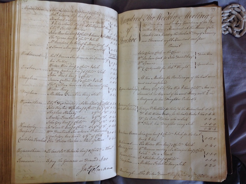 Forehoe Hundred - House of Industry Minute Book 1802-1805 p298-299 image 1 Forehoe Hundred - House of Industry Minute Book 1802-1805 p298-299 image 1