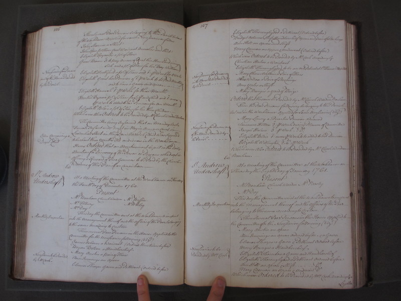 St Andrew Undershaft - Workhouse Minute Book 1748-1780 p106-107 image 1 St Andrew Undershaft - Workhouse Minute Book 1748-1780 p106-107 image 1