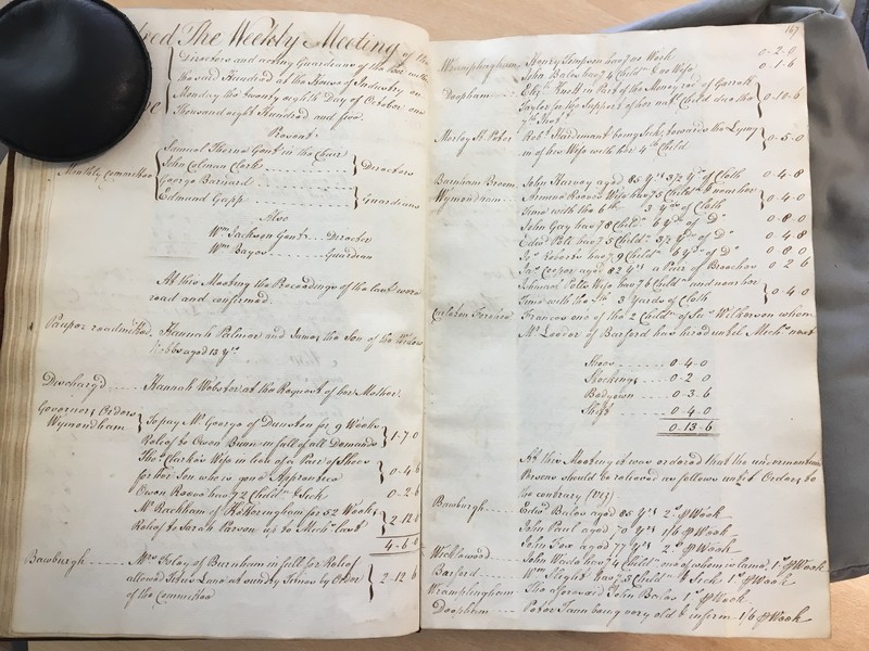 Forehoe Hundred - House of Industry Minute Book 1805-1807 p166-167 image 1 Forehoe Hundred - House of Industry Minute Book 1805-1807 p166-167 image 1